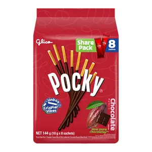 Bánh Que Phủ Socola, Pocky, Chocolate, Share Pack, 8 Gói (144g) - GLICO